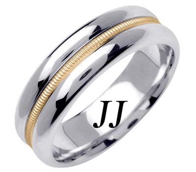 Two Tone Gold Single Braid Wedding Band 6.5mm TT-1565 - Click Image to Close