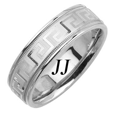 White Gold Greek Wedding Band 7mm WG-1855 - Click Image to Close
