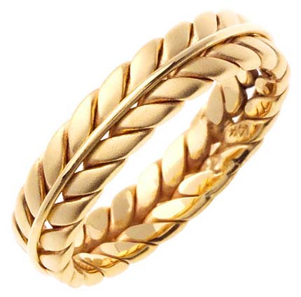 Yellow Gold Ivy Leaf Wedding Band 5mm YG-262 - Click Image to Close