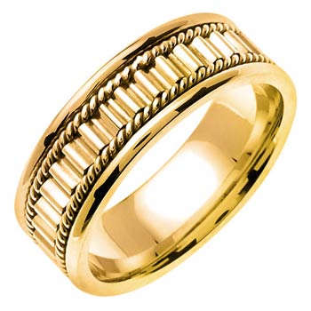 Yellow Gold Bullet Braided Wedding Band 7mm YG-352 - Click Image to Close