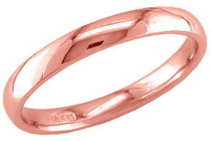 3mm Plain Rose Gold Heavy Wedding Band PLNRB-3mm - Click Image to Close