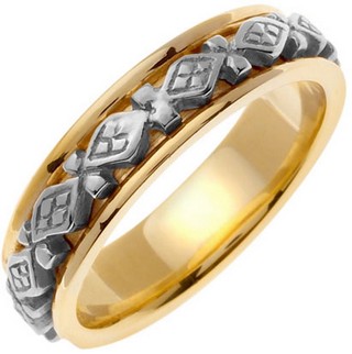 Two Tone Gold Diamond Back Wedding Band 6mm TT-451A - Click Image to Close