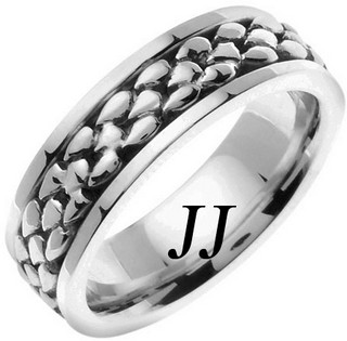 White Gold Pebble Wedding Band 7mm WG-551 - Click Image to Close
