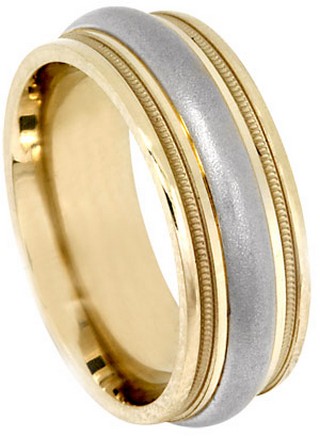 Two Tone Gold Designer Wedding Band 7.5mm TT-593A