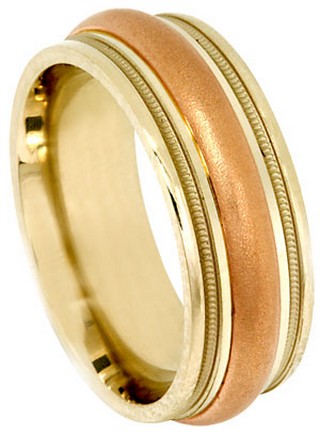 Two Tone Gold Designer Wedding Band 7.5mm TT-593B
