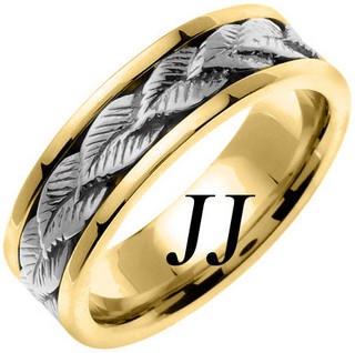 Two Tone Gold Leaf Wedding Band 5mm TT-650B - Click Image to Close