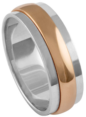 Two Tone Gold Polished Wedding Band 6.5mm TT-677A