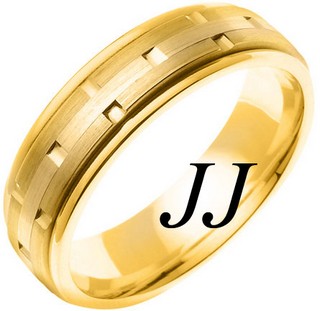 Yellow Gold Link Wedding Band 6.5mm YG-754 - Click Image to Close