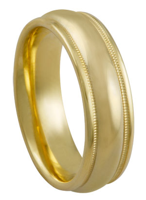 Yellow Gold Designer Wedding Band 6.5mm YG-779 - Click Image to Close