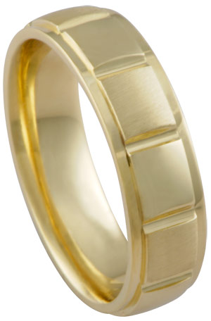 Yellow Gold Designer Wedding Band 6.5mm YG-780 - Click Image to Close