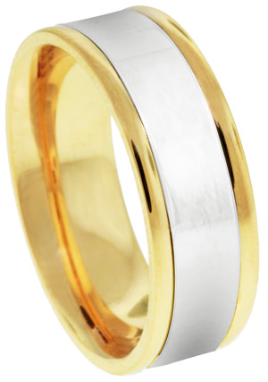 Two Tone Gold Designer Wedding Band 6.5mm TT-781A - Click Image to Close