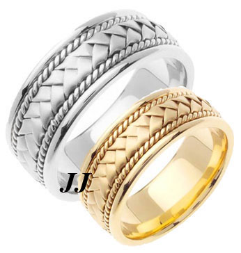 Gold Hand Braided Wedding Band Set 8mm GT-151S