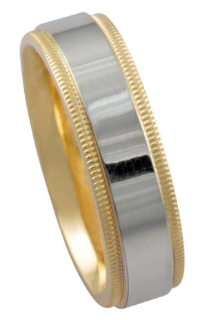 Two Tone Gold Designer Wedding Band 5.5mm TT-395A