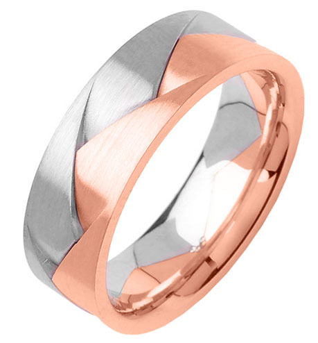 Two Tone Gold Designer Wedding Band 7mm TT-356A - Click Image to Close