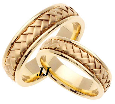 Yellow Gold Hand Braided Wedding Band Set 7mm YG-358S - Click Image to Close